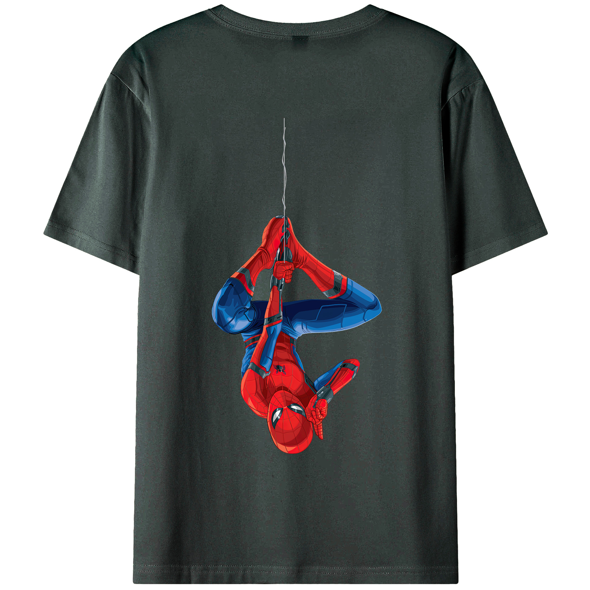 （画像用） Spider Man スパイダーマン 綿100％ メンズ半袖Tシャツ（バックプリント） 通気性